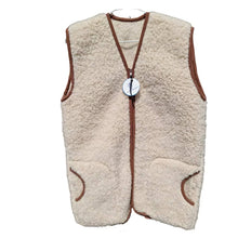 Indlæs billede til gallerivisning Beige merino uldvest (brun kant)