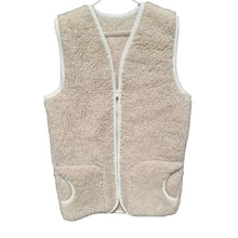 Indlæs billede til gallerivisning Beige merino uldvest (hvid kant)
