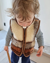 Indlæs billede til gallerivisning Højhalset, Beige merino uldvest (brun kant), højhalset
